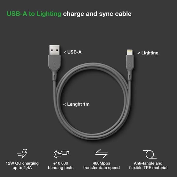 GP Kabel USB-A Till Lightning CL1N 1m