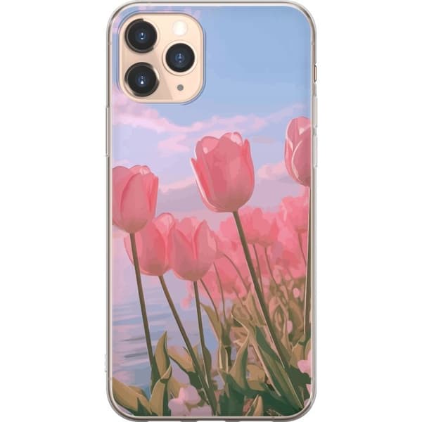 Telefontaske til Apple iPhone 11 Pro med lyserøde tulipaner