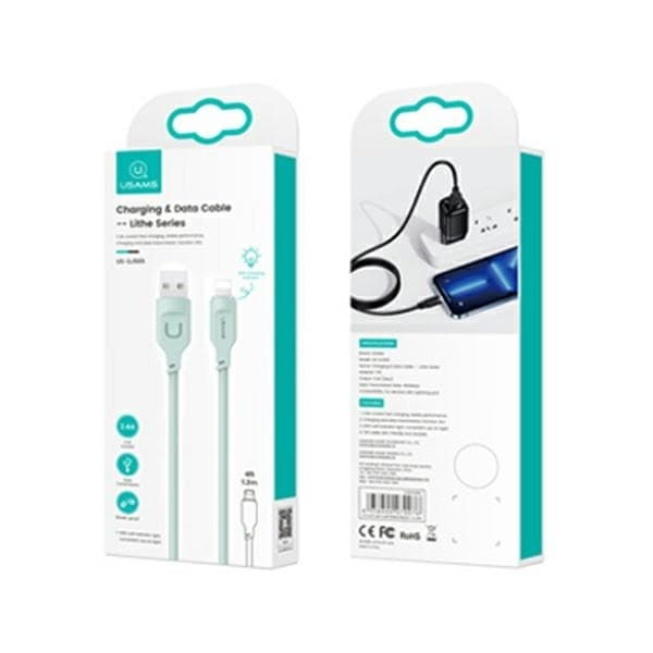 USAMS Lithe Series Lightning-kaapeli 2,4A 1,2 m SJ565USB04 - Vihreä