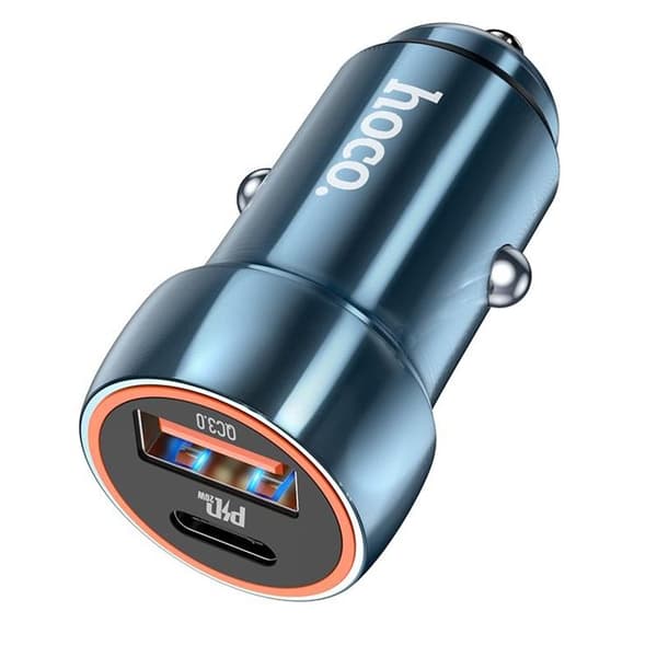 Hoco Biloplader 20W USB-A/USB-C Z46A - Safir Blå