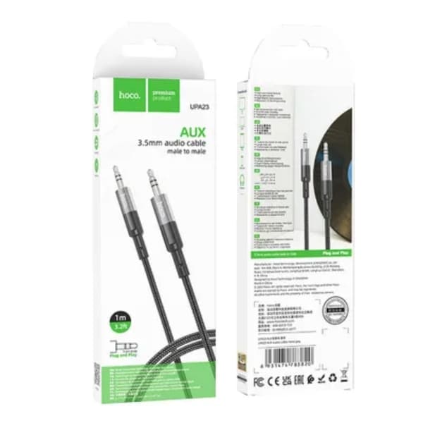 Hoco AUX 3.5mm Jackkabel 1m - Metal Grå