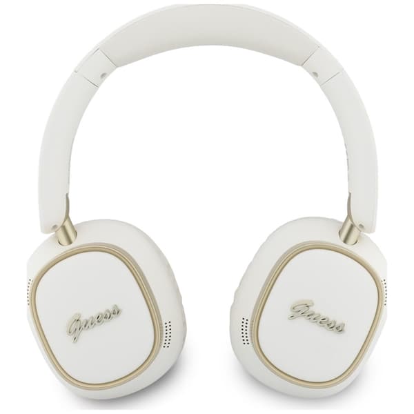 Guess On-Ear Kuulokkeet Bluetooth ENC Rectangle Metal Script - Valkoinen