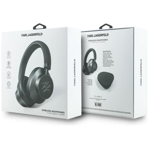 Karl Lagerfeld Over-Ear Hovedtelefoner Bluetooth ANC Grained Initials - Sort