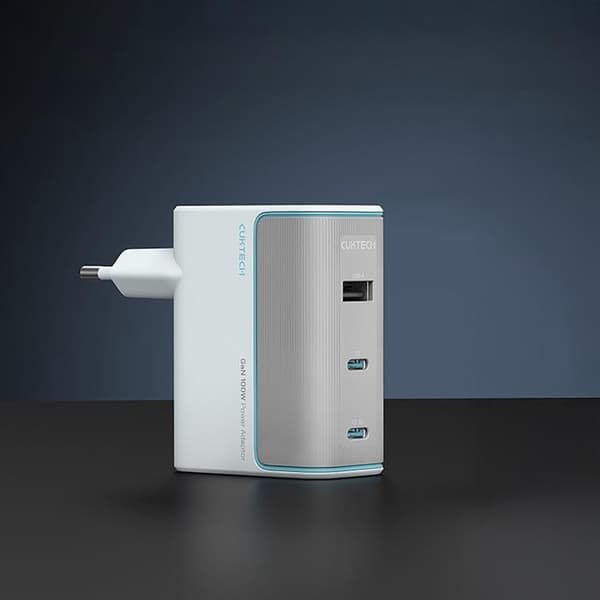 Cuktech Snabbladdare 100W GaN 2xUSB-C 1xUSB-A med Kabel AD1003EU - Vit