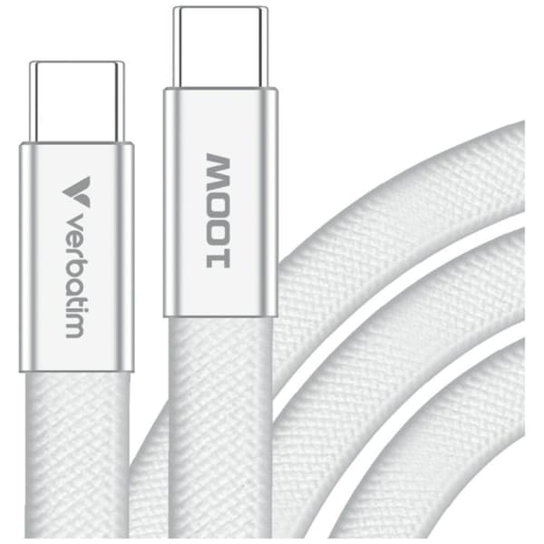 Verbatim USB-C–USB-C-kaapeli 60W Soft Touch 1.2m - Valkoinen