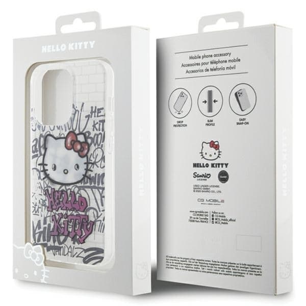 Hello Kitty telefontaske til iPhone 13 Pro Max Kitty On Bricks Graffiti - Hvid