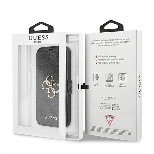 Guess iPhone 13 Pro Max Plånboksfodral Big Metal Logo - Grått