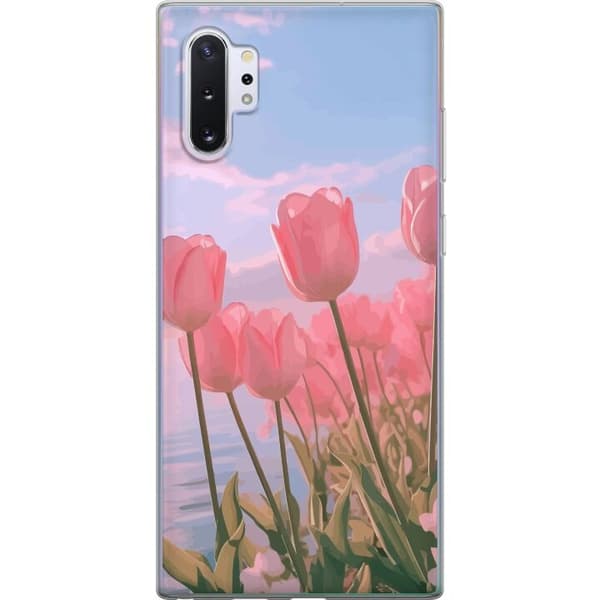 Telefontaske til Samsung Galaxy Note10+ med lyserøde tulipaner