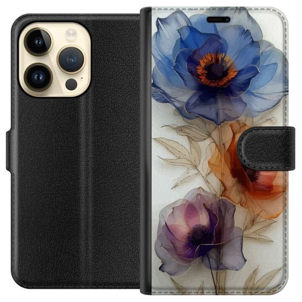 Apple iPhone 15 Pro Pung Taske med Silkeblomster