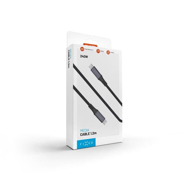 FIXED ARMOR USB 4.0 240W USB-C/C 20Gpbs -kaapeli 1.2m Harmaa