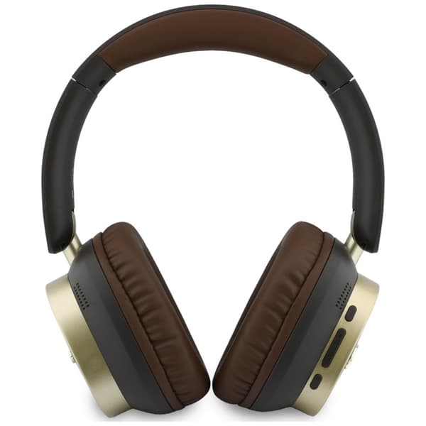 Guess On-Ear Hörlurar Bluetooth ENC Rectangle Metal Script - Brun
