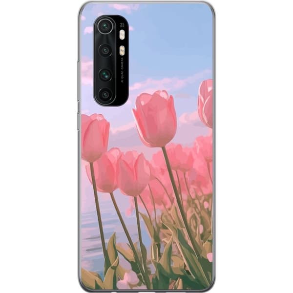 Telefontaske til Xiaomi Mi Note 10 Lite med lyserøde tulipaner