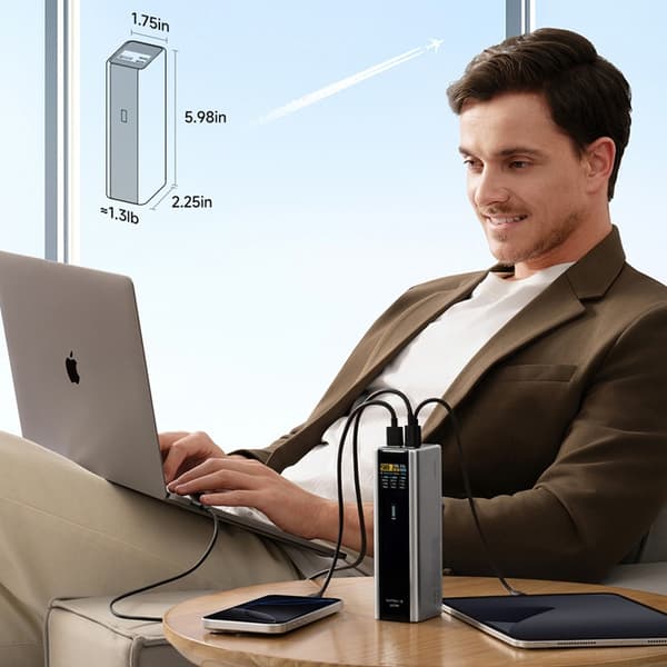 Cuktech Powerbank 20000mAh 210W 2xUSB-C 1xUSB-A - Grå