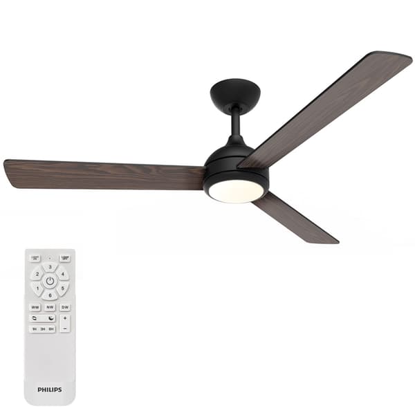 Philips Loftventilatorlampe 1.32m Velyx - Sort/Mørkt Træ