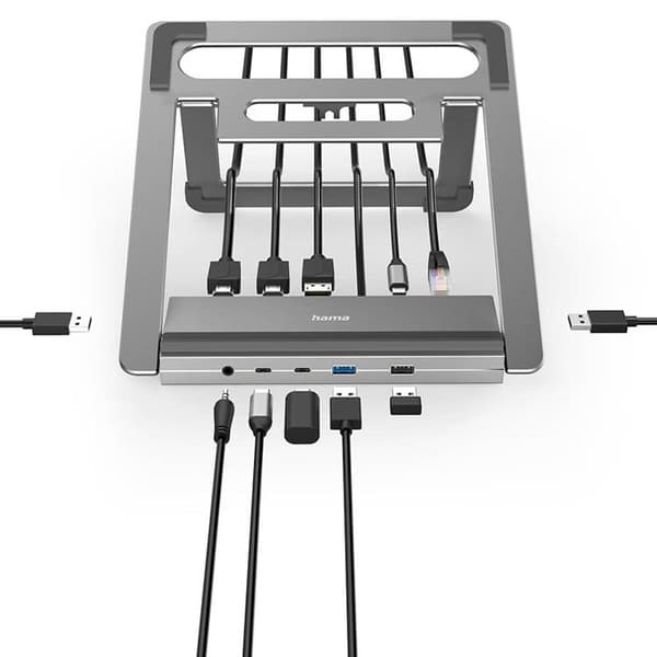 Hama USB-C dockingstation 12in1 - Sort