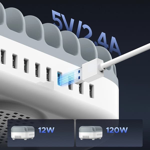 Orico Smart Ladestation 10xUSB-A - Hvid