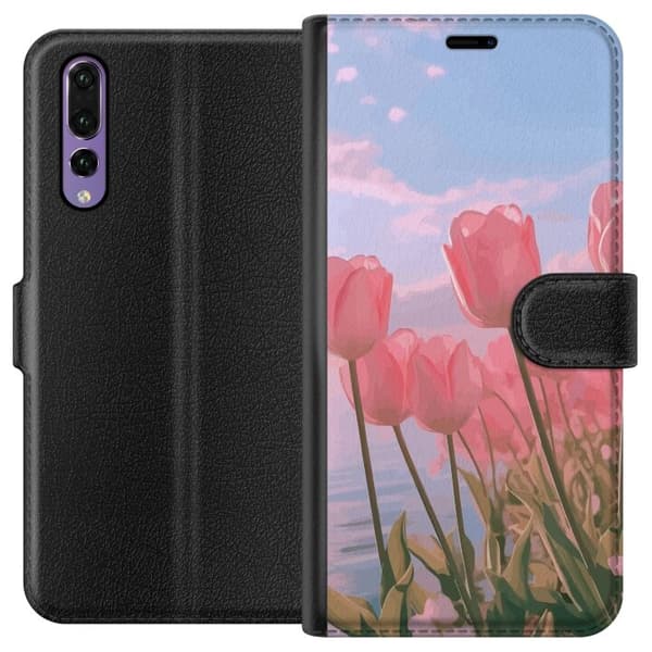 Plånboksfodral till Huawei P20 Pro med Rosa Tulpaner