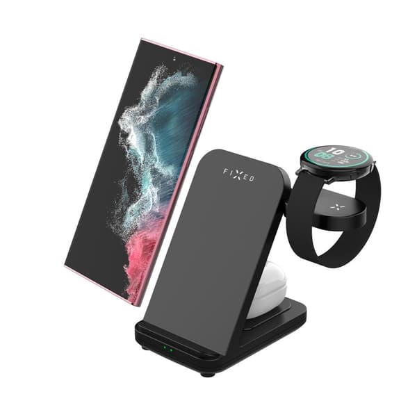 FIXED 3i1 Trådløs Ladestation til Samsung Sort