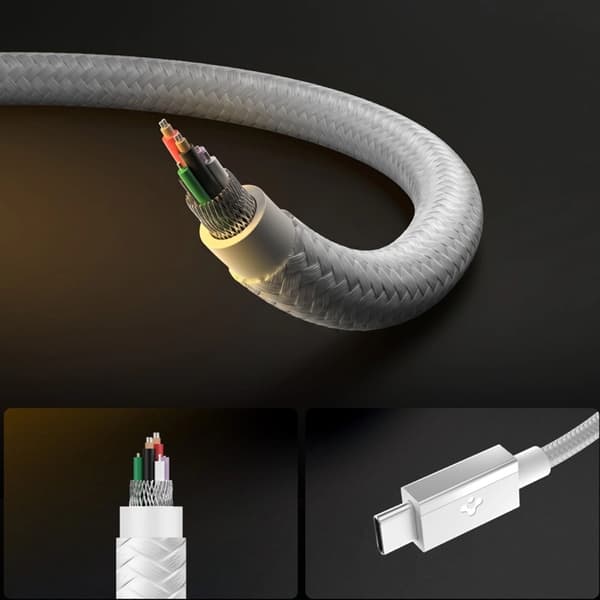 Spigen USB-C til USB-C Kabel EB6015CC Essential 1.5m 60W - Hvid