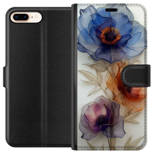 Apple iPhone 8 Plus tegnebog med silkeblomster