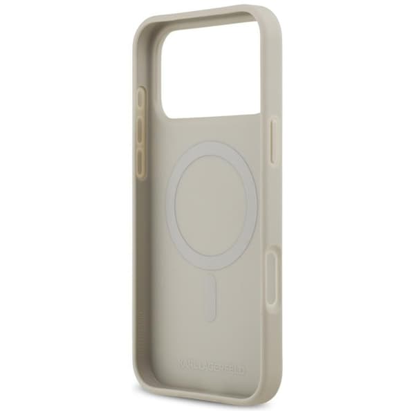 Karl Lagerfeld Mobilcover til iPhone 17 Pro Max MagSafe Grained Pattern Logo Grå