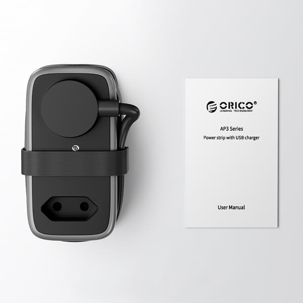 Orico 5in1 jatkojohto 15.5W 2xUSB-A 1xUSB-C 2xAC APP - Musta