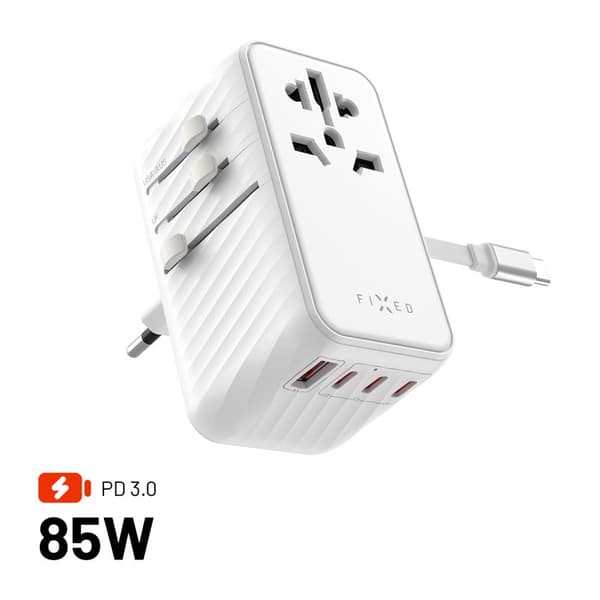FIXED Rejseadapter/oplader USB-C/-A 85W EU/UK/USA/AUS