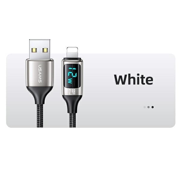 USAMS U78 Lightning Kabel flätad LED 1,2 m SJ543USB02 - Silver/Svart