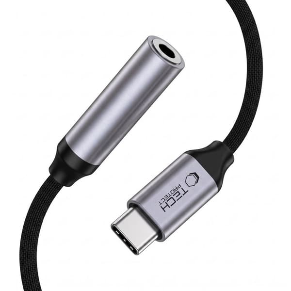 Tech-Protect Mini Jack 3.5mm USB-C-kaapelisovitin Ultraboost - Harmaa