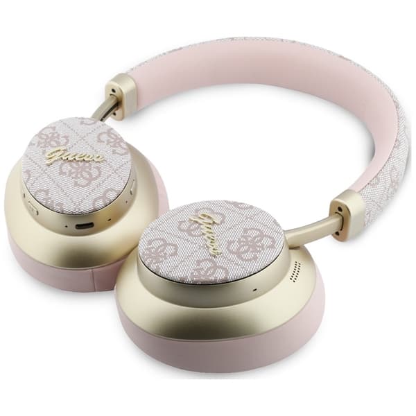 Guess On-Ear Hörlurar Bluetooth ENC 4G Gold Script Metal - Rosa