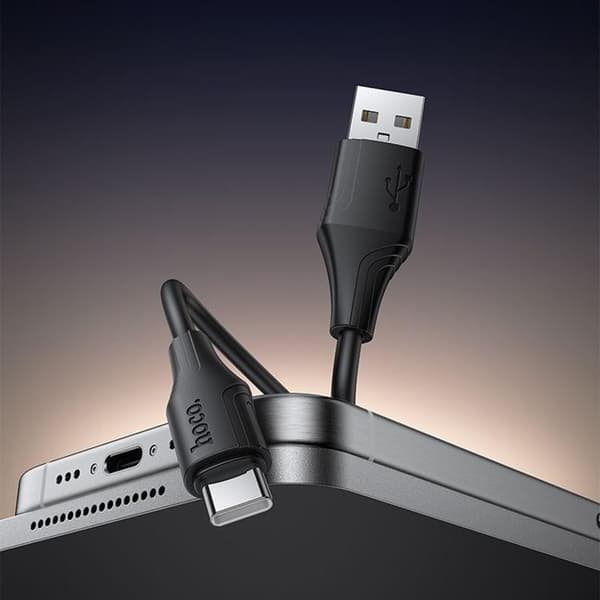 HOCO USB-A–USB-C-kaapeli 3A 1m silikoni X124 - Musta