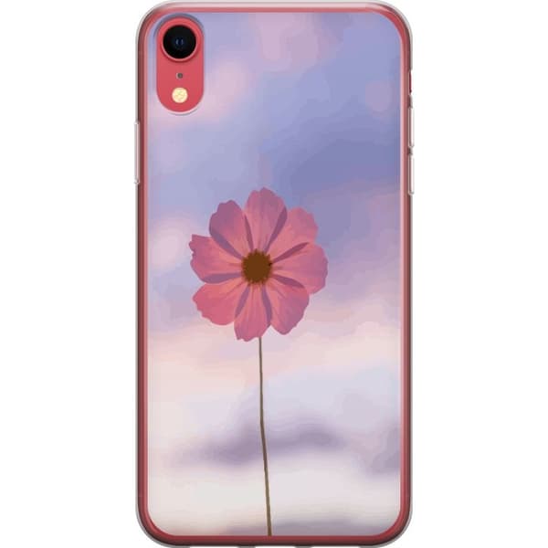 Telefontaske til Apple iPhone XR med lyserød blomst