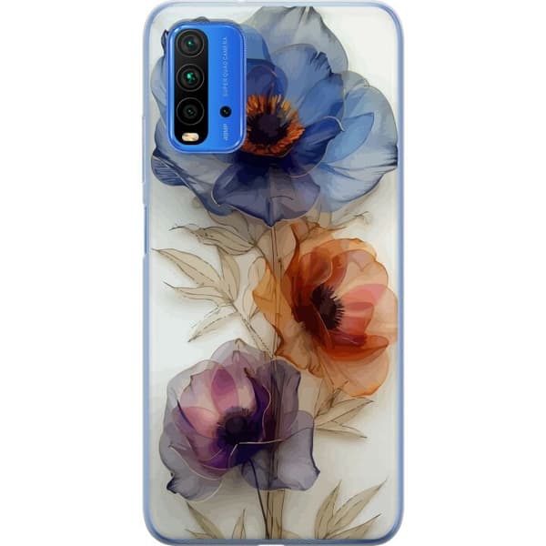 Telefontaske til Xiaomi Redmi Note 9 4G med silkeblomster