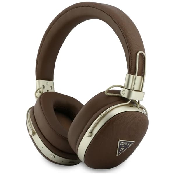 Guess On-Ear Hörlurar Bluetooth ENC Metal Grained Triangle Logo - Brun