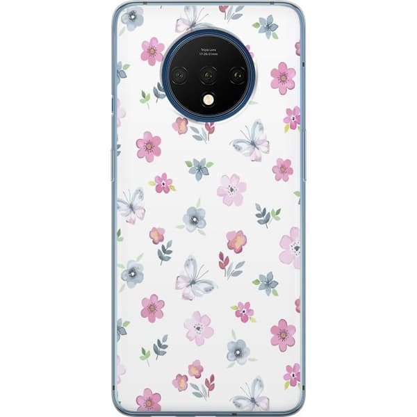 Taske til OnePlus 7T med blomster og sommerfugle