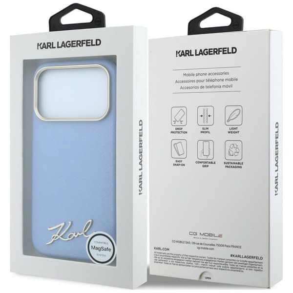 Karl Lagerfeld -puhelinkotelo iPhone 18 Pro/17 Pro Magsafe Saffiano Small Script