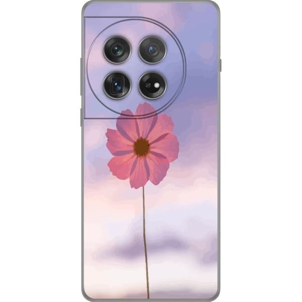 Taske til OnePlus 12 med lyserød blomst