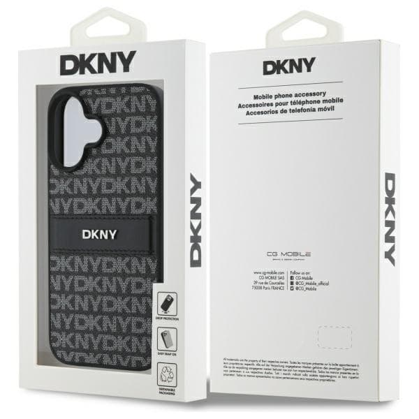 DKNY telefontaske til iPhone 16 Texture Tonal Stripe - Sort