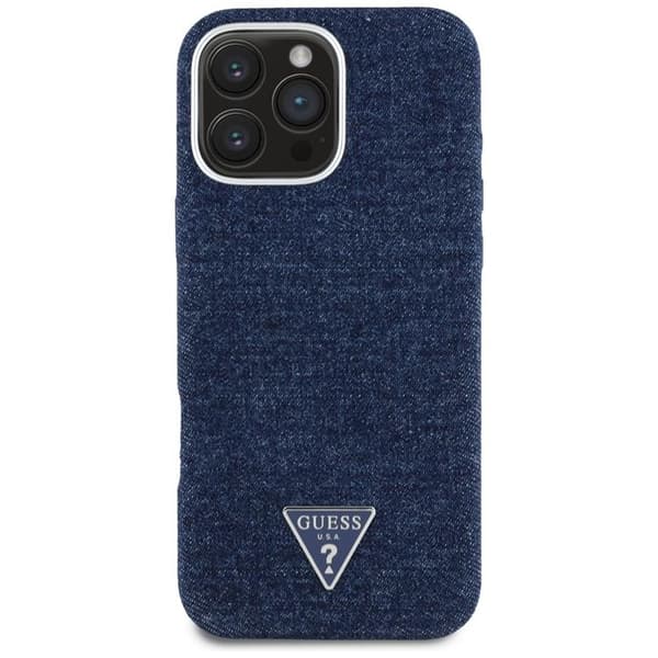 Guess Mobilskal till iPhone 16 Pro Max MagSafe Denim Triangle - Blå