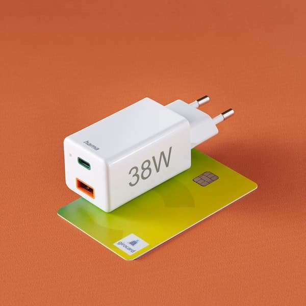 HAMA minioplader USB-C+USB-A Qualcomm 3.0 38W Hvid