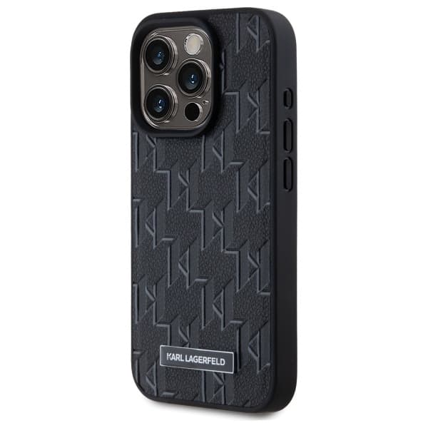 Karl Lagerfeld iPhone 15 Pro MagSafe Læder Monogram Sort