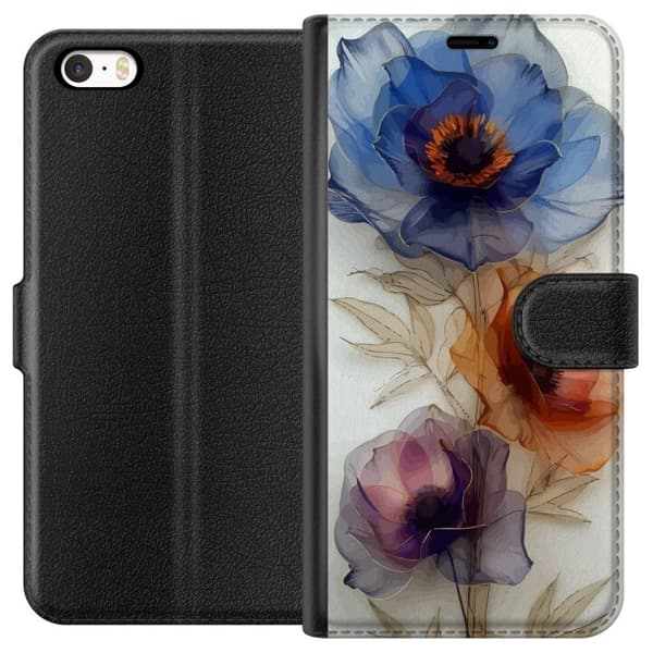 Apple iPhone 5s tegnebog med silkeblomster