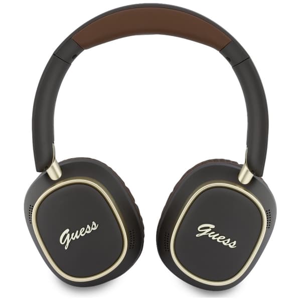 Guess On-Ear Hörlurar Bluetooth ENC Rectangle Metal Script - Brun