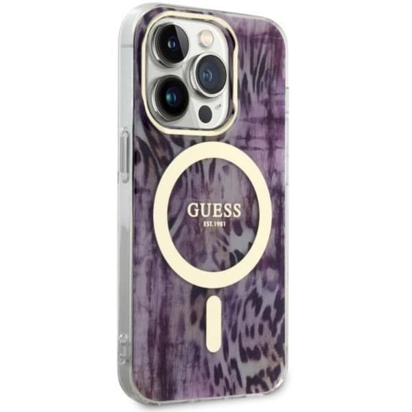Guess Mobilcover til iPhone 14 Pro Max MagSafe Leopard - Rosa