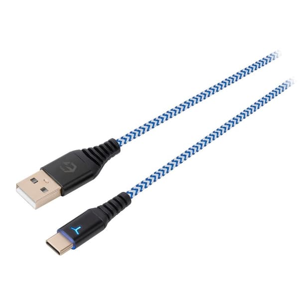 EGOGEAR Kabel SCH10 Vit/Blå Typ-C 3m Flätad för PS5