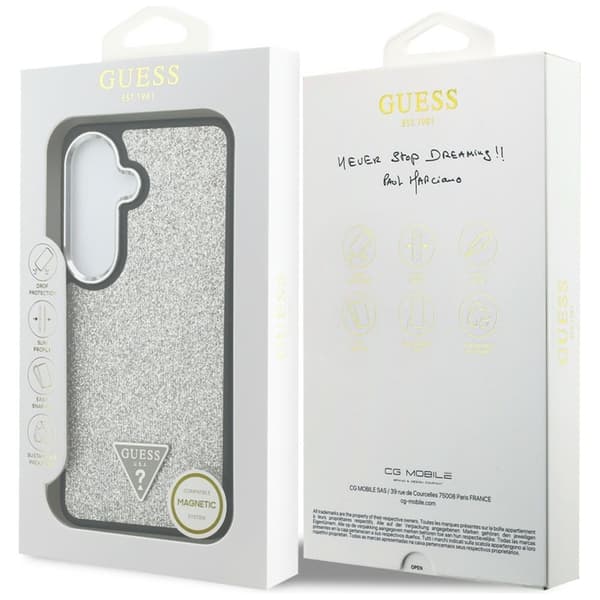 Guess Mobilskal För Galaxy S26 MagSafe Fixed Glitter Triangle - Silver