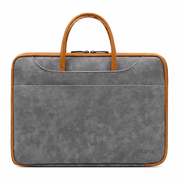 Baona Datorfodral 14" Läder - Grå/Brun