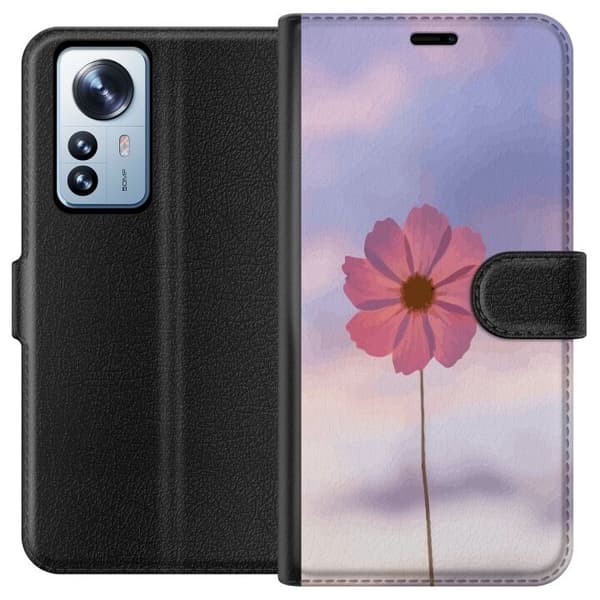 Pung Taske til Xiaomi 12 Pro med Lyserød Blomst