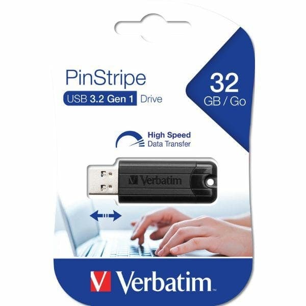 Verbatim Pendrive 32GB USB-A 3.2 PinStripe - Sort