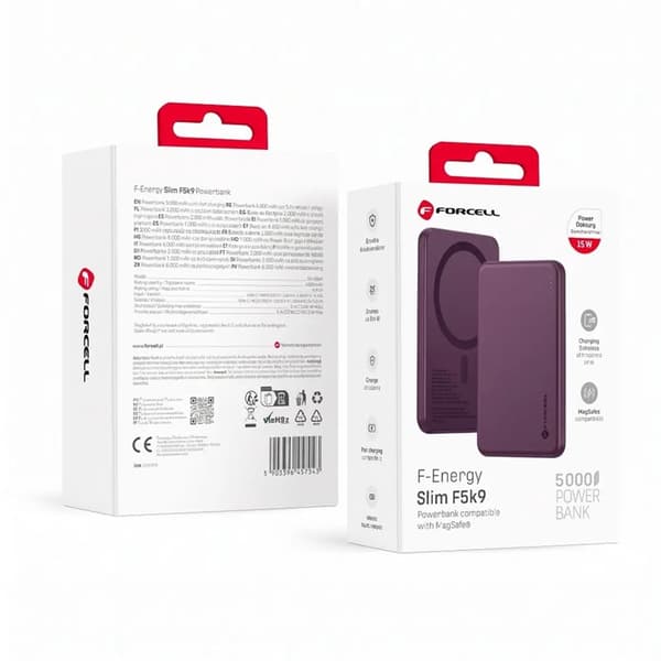 Forcell Powerbank 5000 mAh Magsafe 15W Slim - Cherry